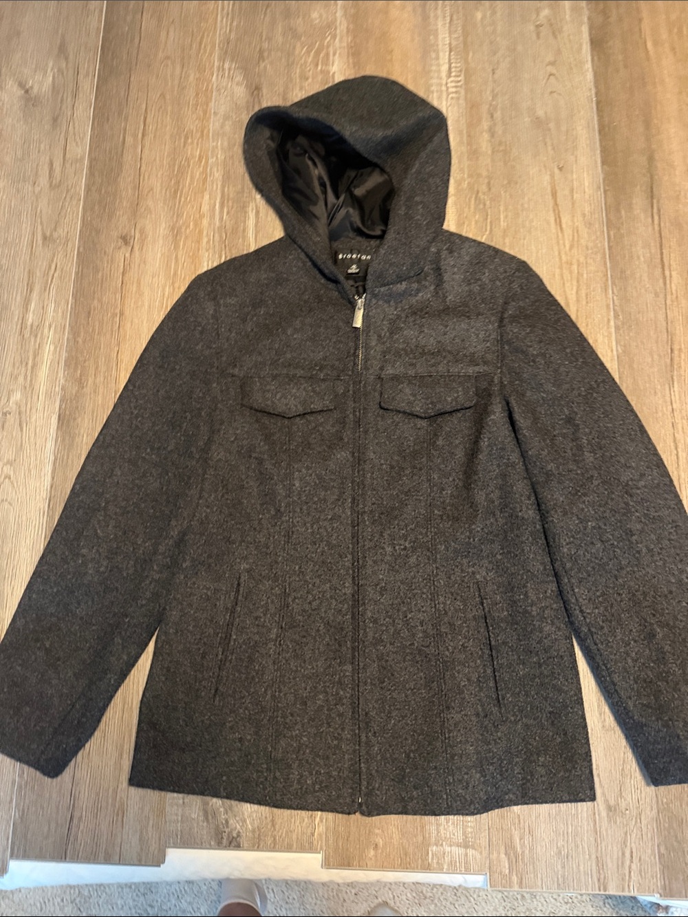 Braetan Women’s Charcoal Hooded Wool Pea Coat